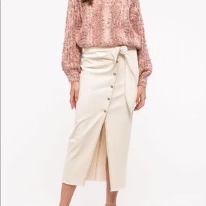 Cream Denim Wrap Skirt